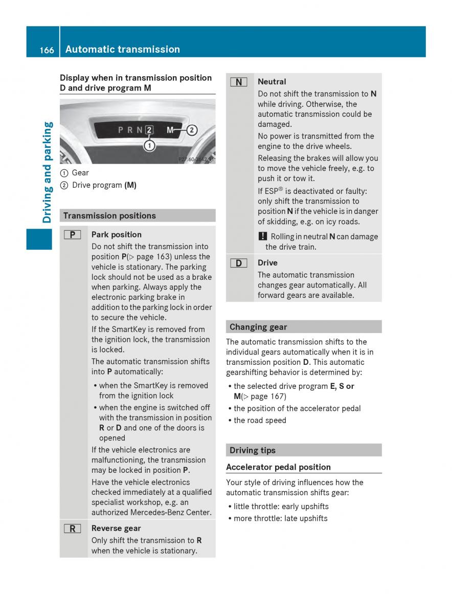 Mercedes Benz SL R231 owners manual / page 168