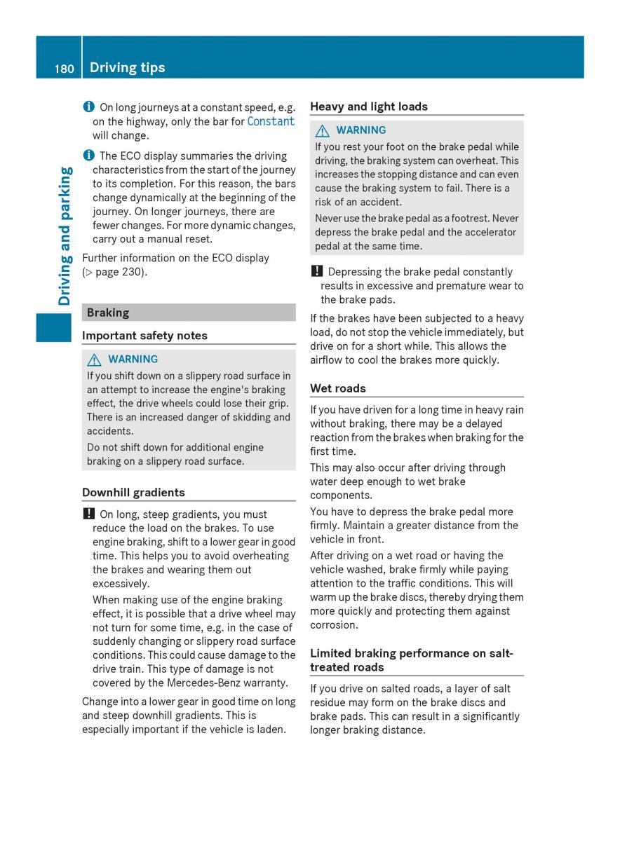 Mercedes Benz SL R231 owners manual / page 182