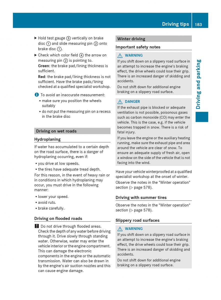 Mercedes Benz SL R231 owners manual / page 185