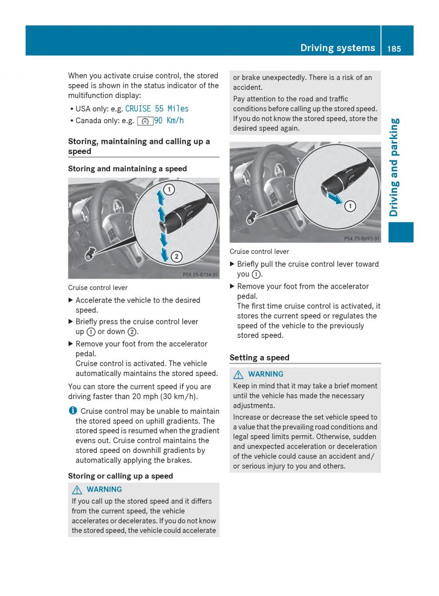 Mercedes Benz SL R231 owners manual / page 187