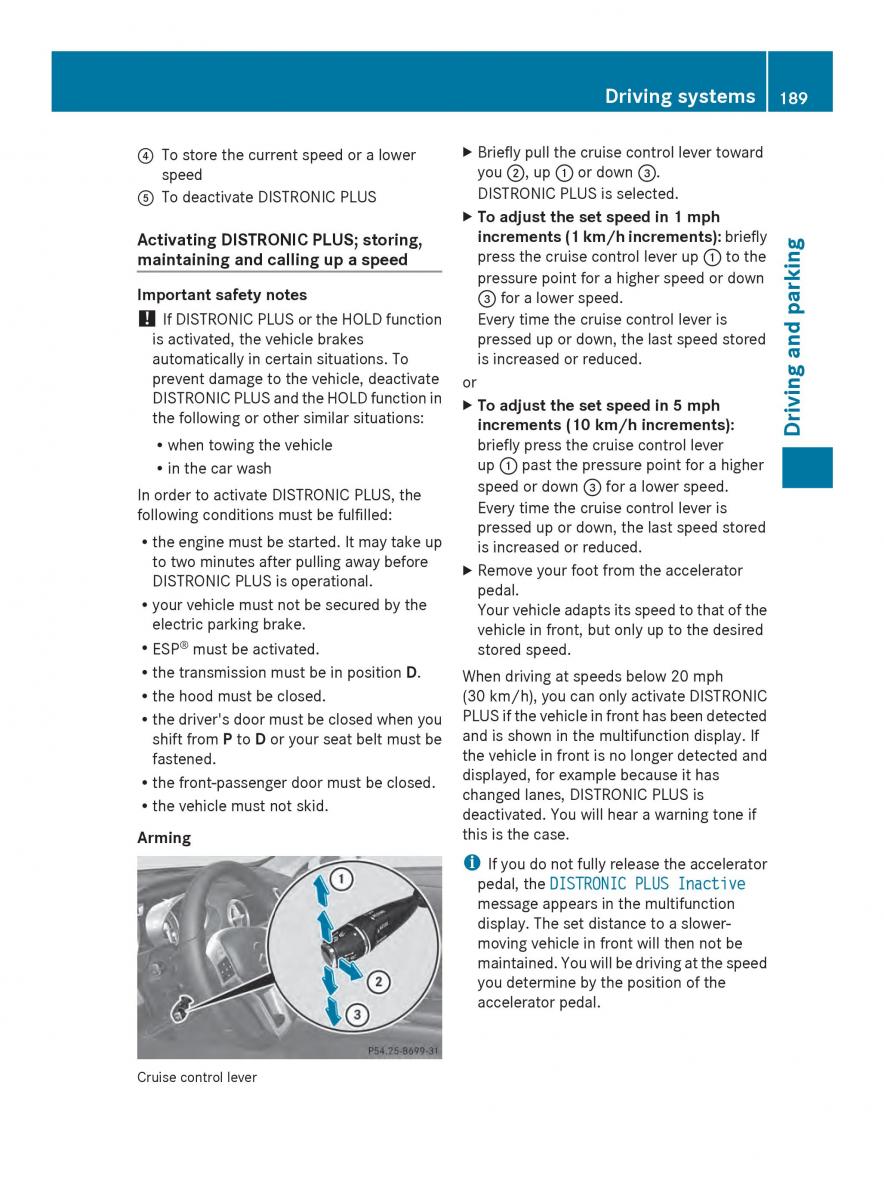 Mercedes Benz SL R231 owners manual / page 191