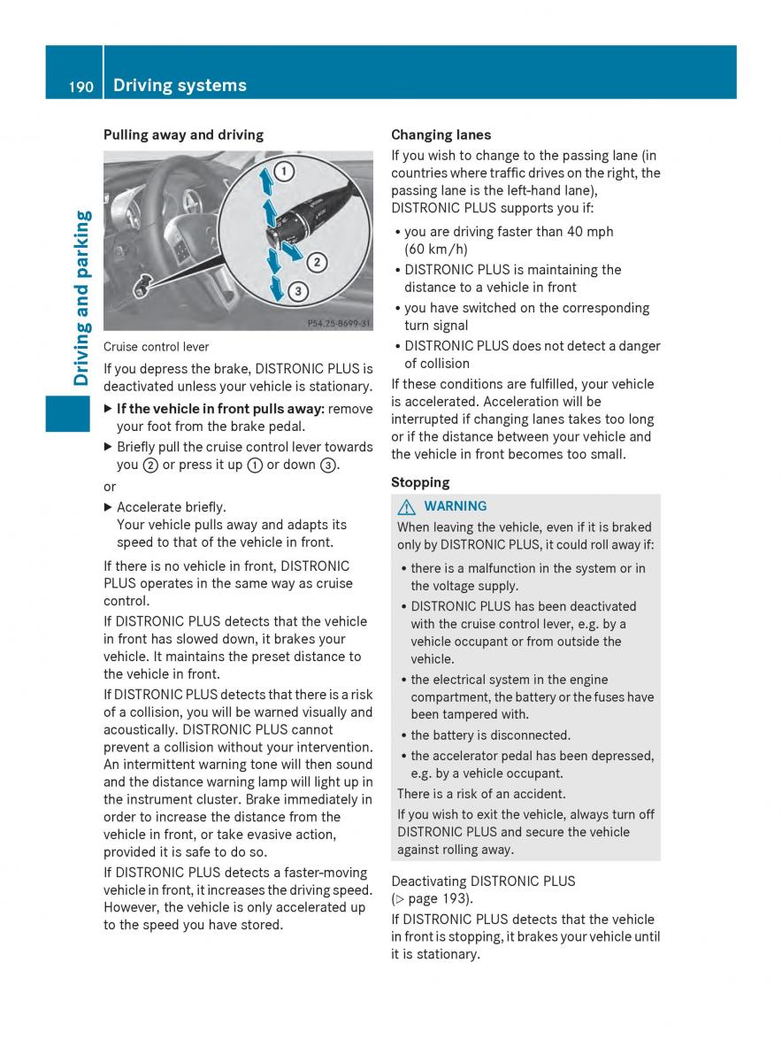 Mercedes Benz SL R231 owners manual / page 192