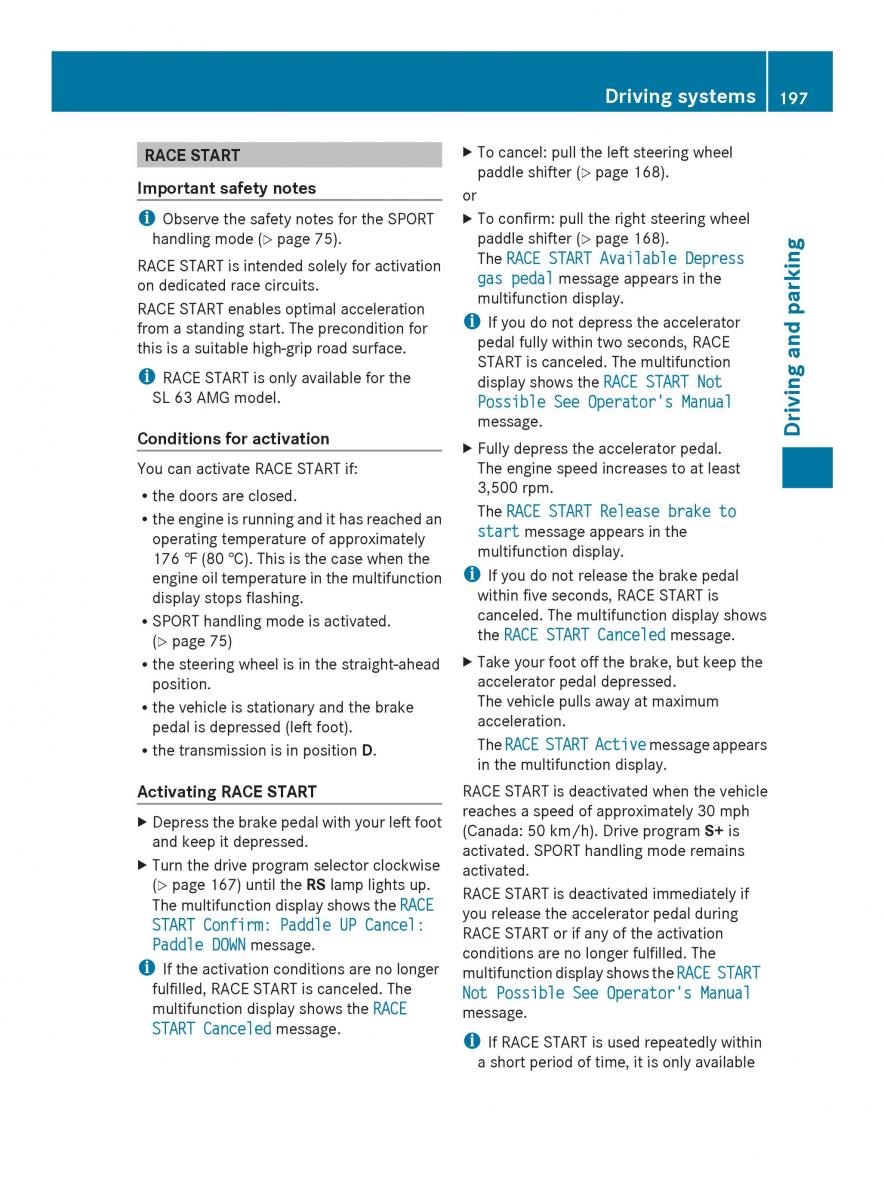 Mercedes Benz SL R231 owners manual / page 199