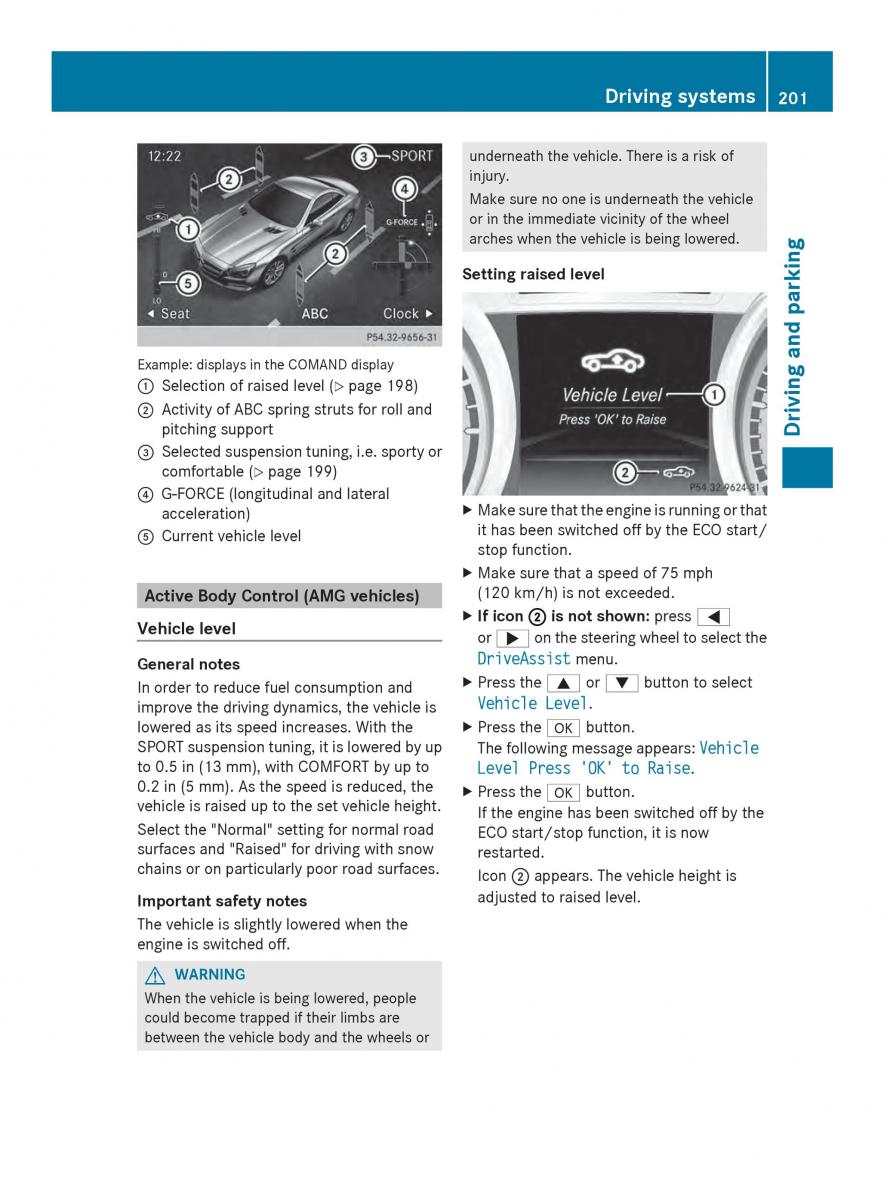 Mercedes Benz SL R231 owners manual / page 203