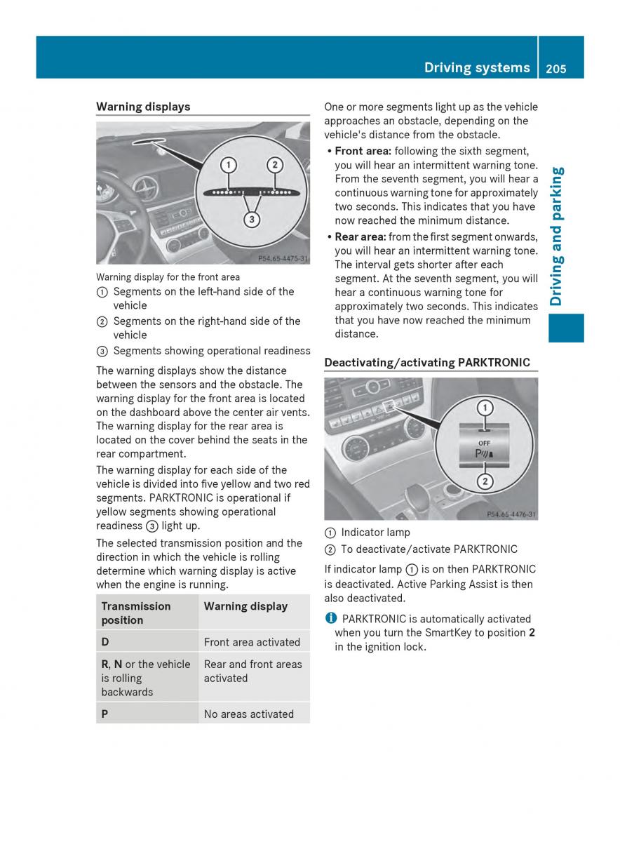 Mercedes Benz SL R231 owners manual / page 207