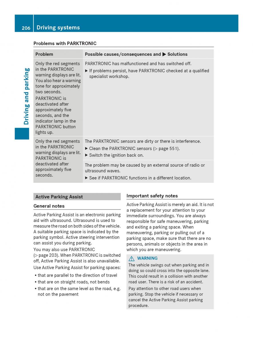 Mercedes Benz SL R231 owners manual / page 208