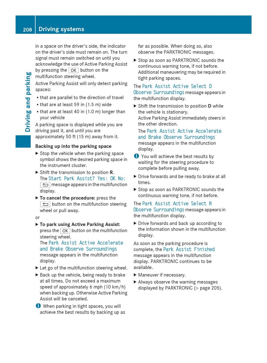 Mercedes Benz SL R231 owners manual / page 210