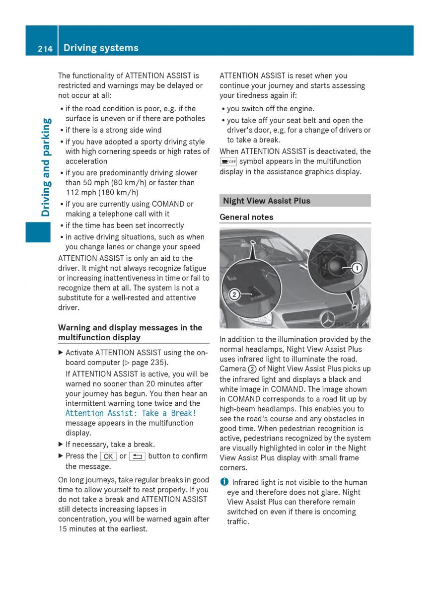 Mercedes Benz SL R231 owners manual / page 216