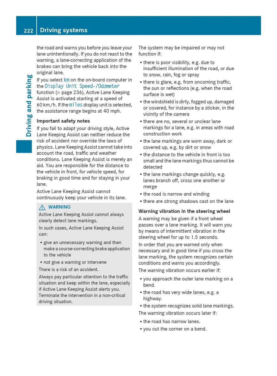 Mercedes Benz SL R231 owners manual / page 224