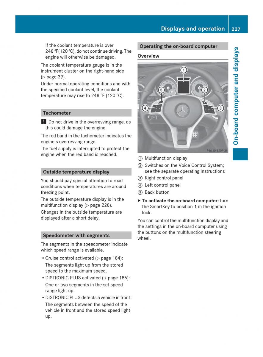 Mercedes Benz SL R231 owners manual / page 229