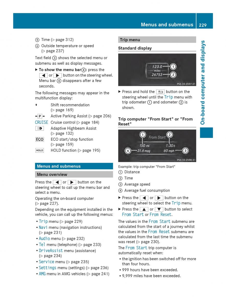 Mercedes Benz SL R231 owners manual / page 231