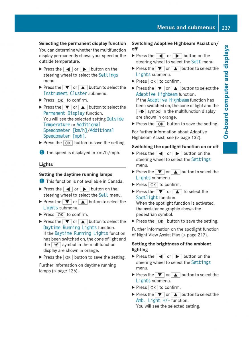 Mercedes Benz SL R231 owners manual / page 239