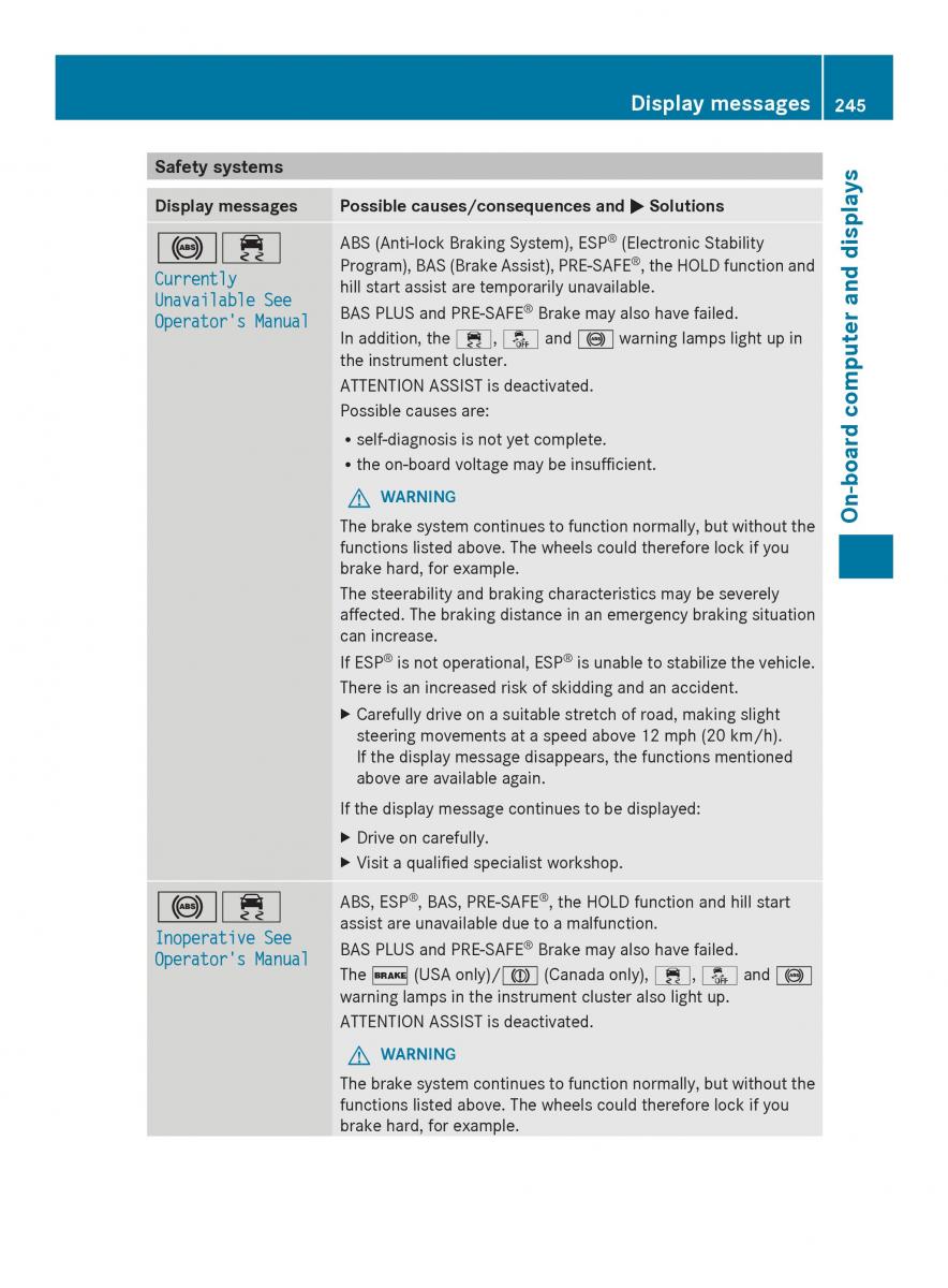 Mercedes Benz SL R231 owners manual / page 247