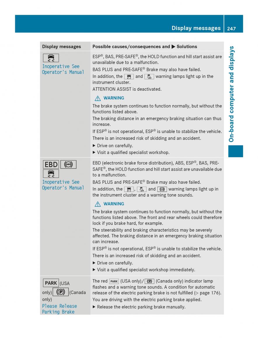 Mercedes Benz SL R231 owners manual / page 249