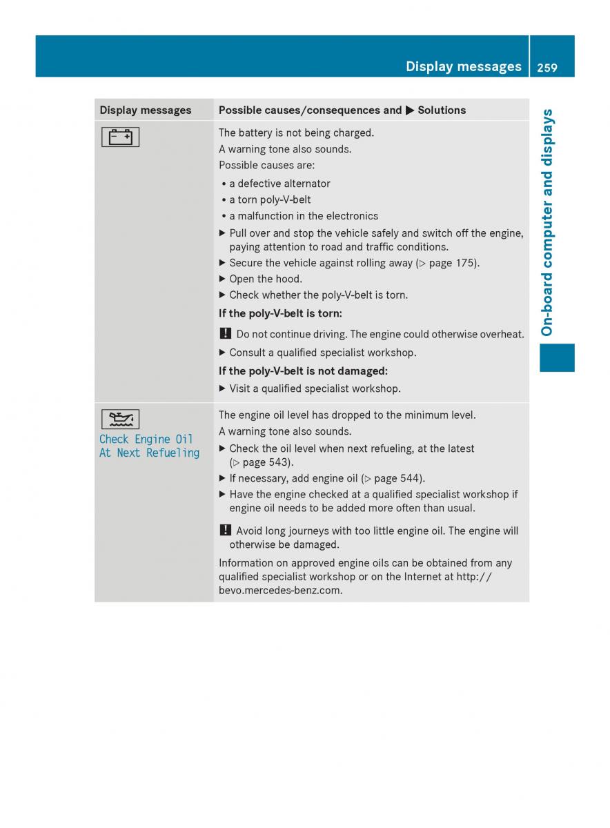 Mercedes Benz SL R231 owners manual / page 261