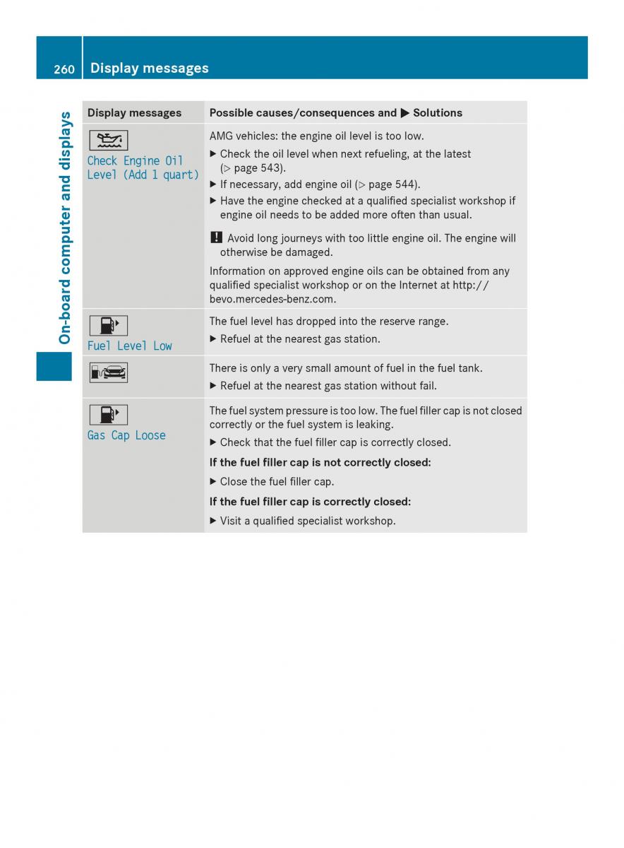 Mercedes Benz SL R231 owners manual / page 262