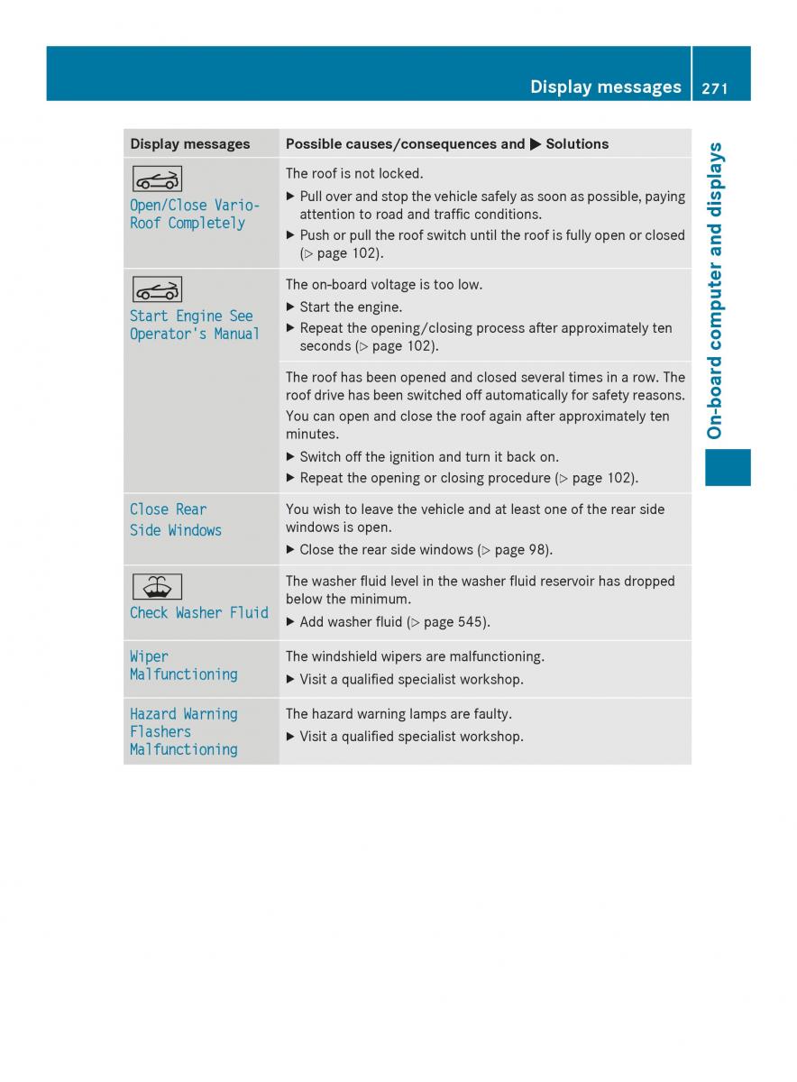 Mercedes Benz SL R231 owners manual / page 273