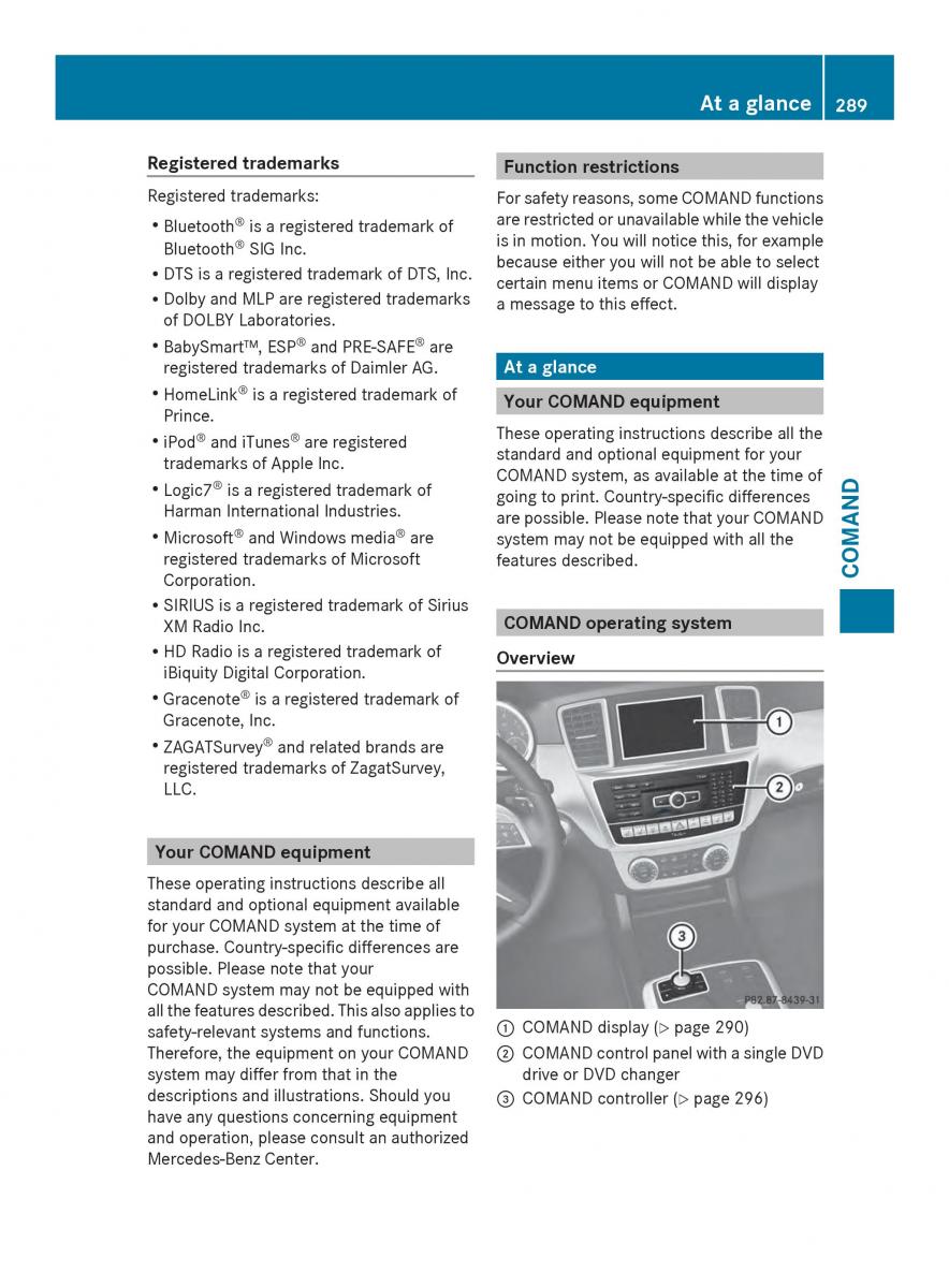 Mercedes Benz SL R231 owners manual / page 291