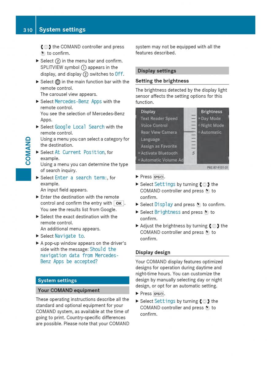 Mercedes Benz SL R231 owners manual / page 312