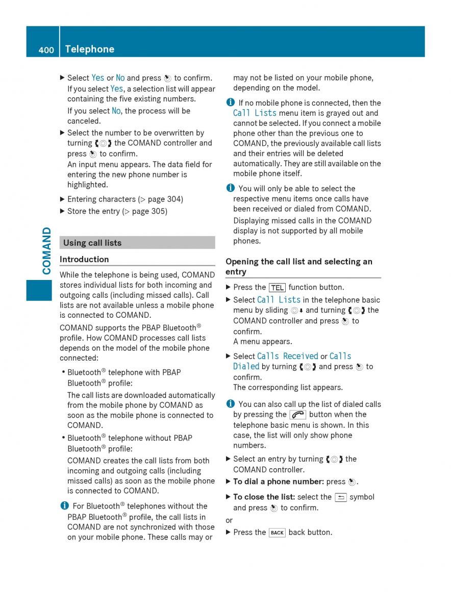 Mercedes Benz SL R231 owners manual / page 402