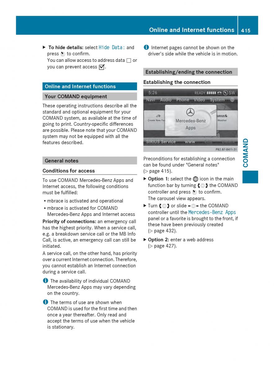 Mercedes Benz SL R231 owners manual / page 417