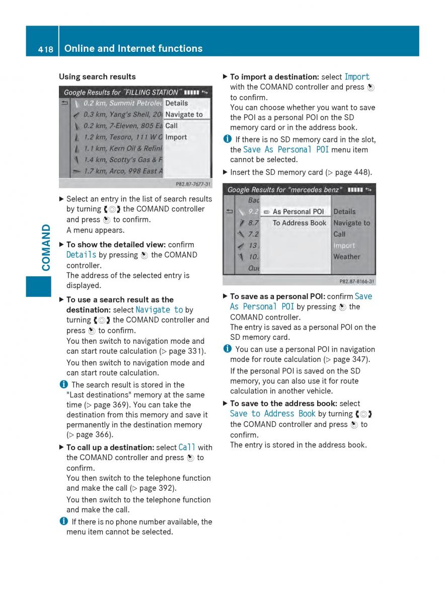 Mercedes Benz SL R231 owners manual / page 420