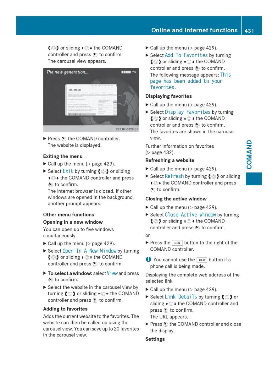 Mercedes Benz SL R231 owners manual / page 433