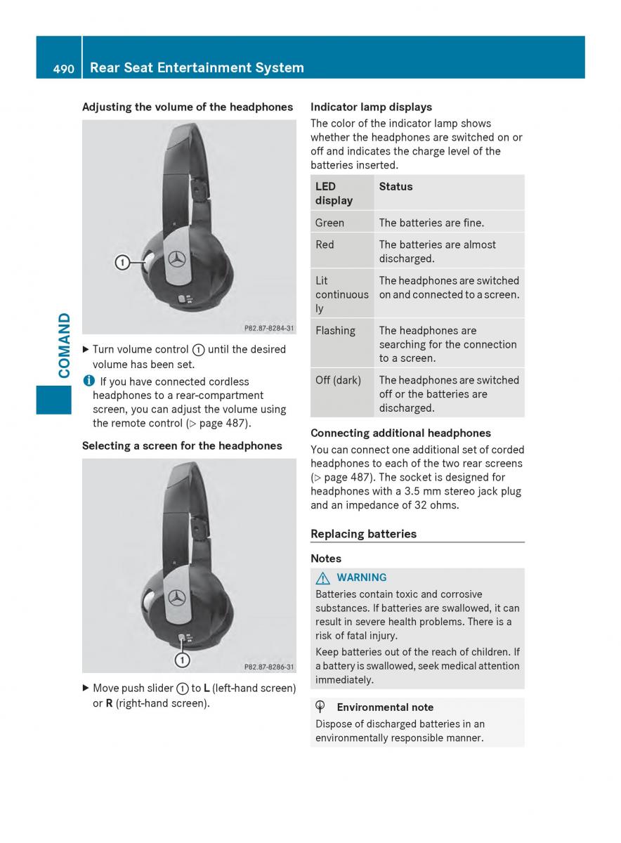 Mercedes Benz SL R231 owners manual / page 492