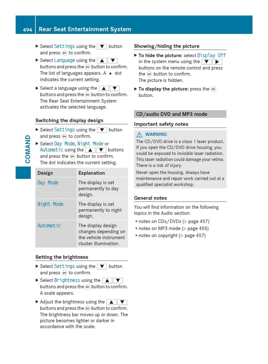 Mercedes Benz SL R231 owners manual / page 496