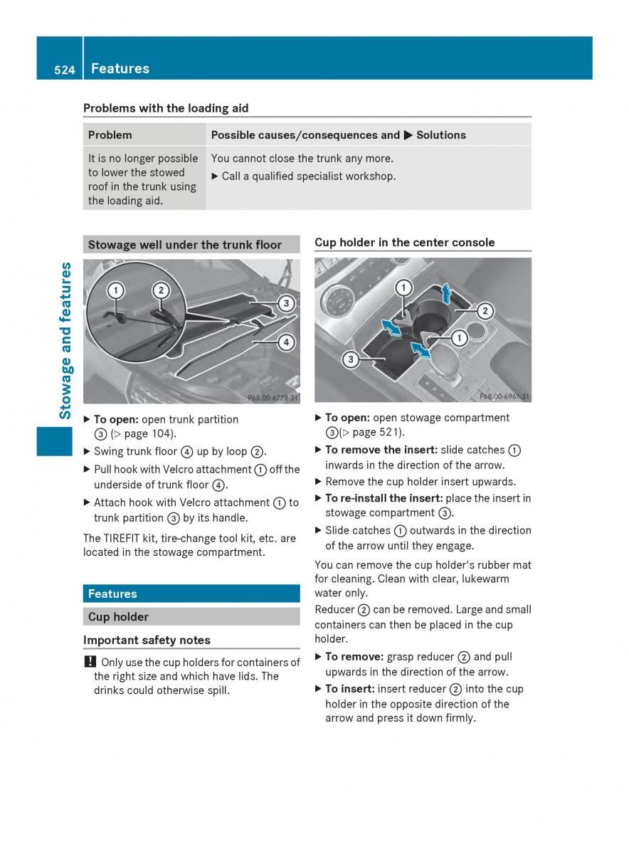 Mercedes Benz SL R231 owners manual / page 526