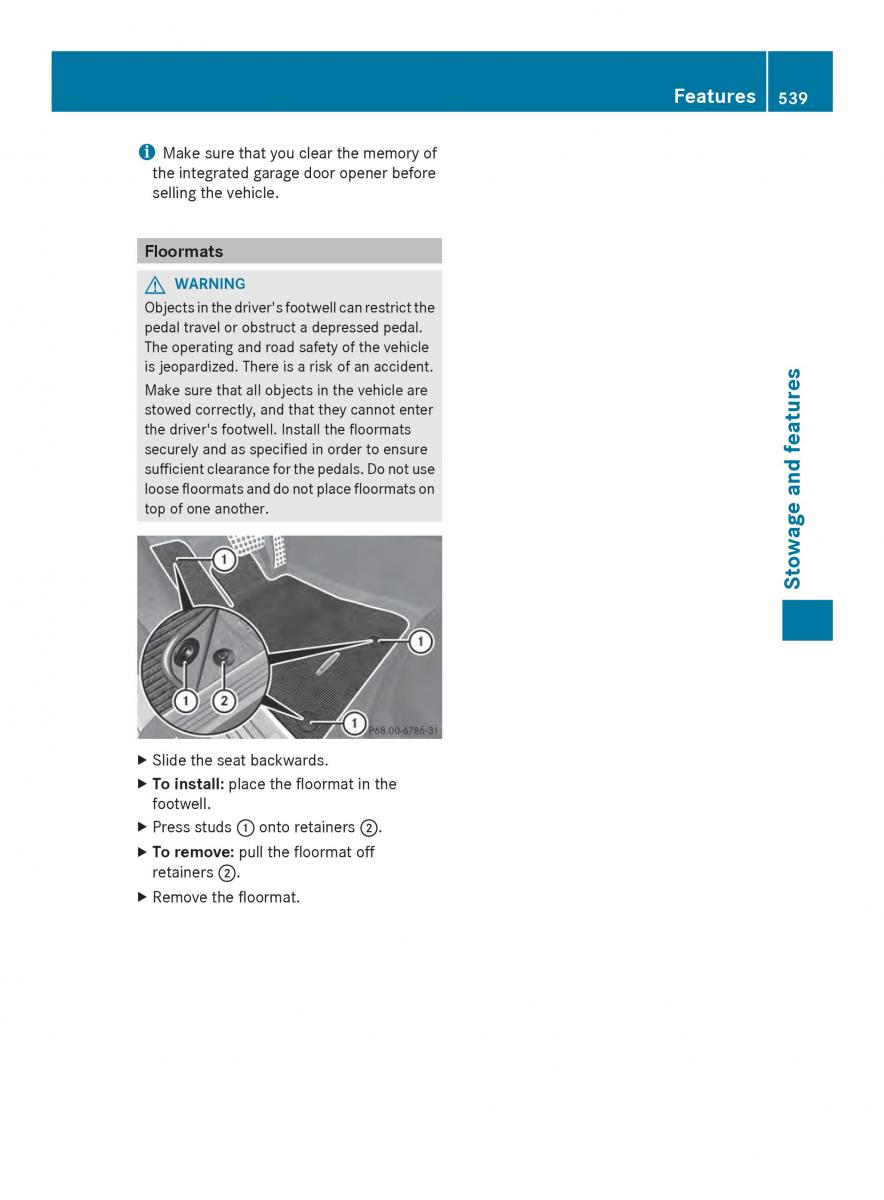 Mercedes Benz SL R231 owners manual / page 541