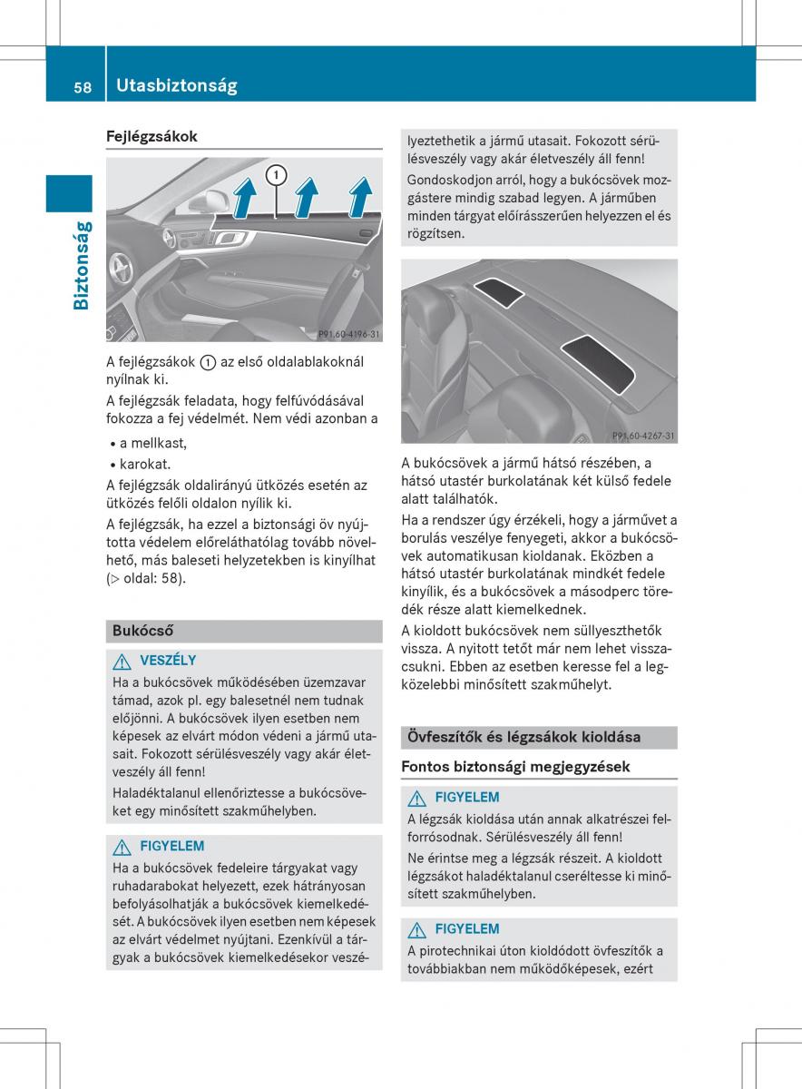 Mercedes Benz SL R231 Kezelesi utmutato / page 60