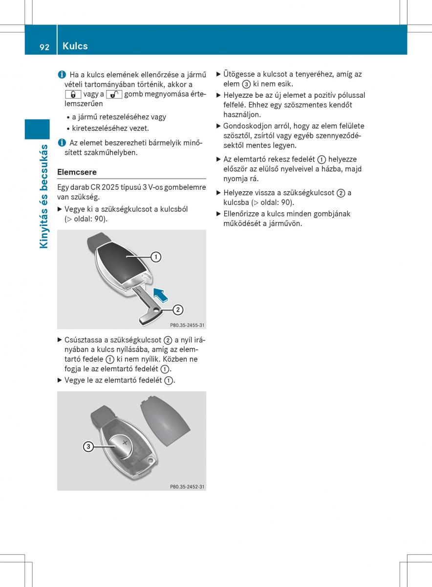 Mercedes Benz SL R231 Kezelesi utmutato / page 94