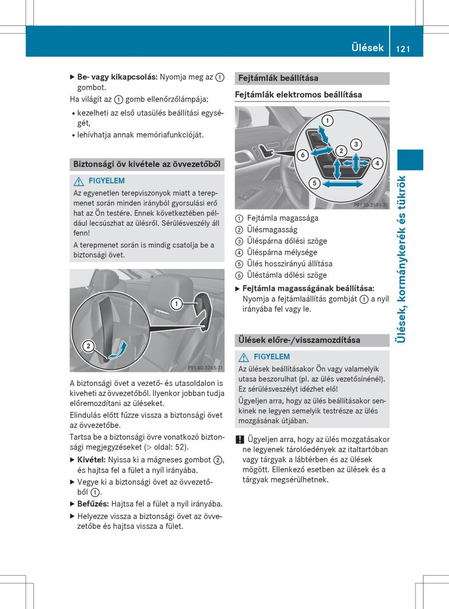 Mercedes Benz SL R231 Kezelesi utmutato / page 123