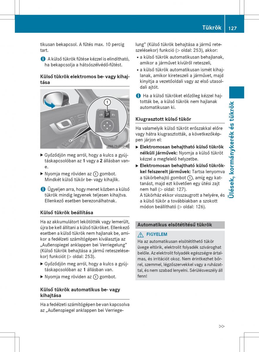 Mercedes Benz SL R231 Kezelesi utmutato / page 129
