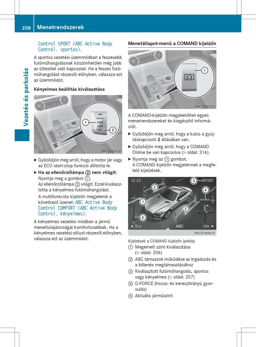 Mercedes Benz SL R231 Kezelesi utmutato / page 210