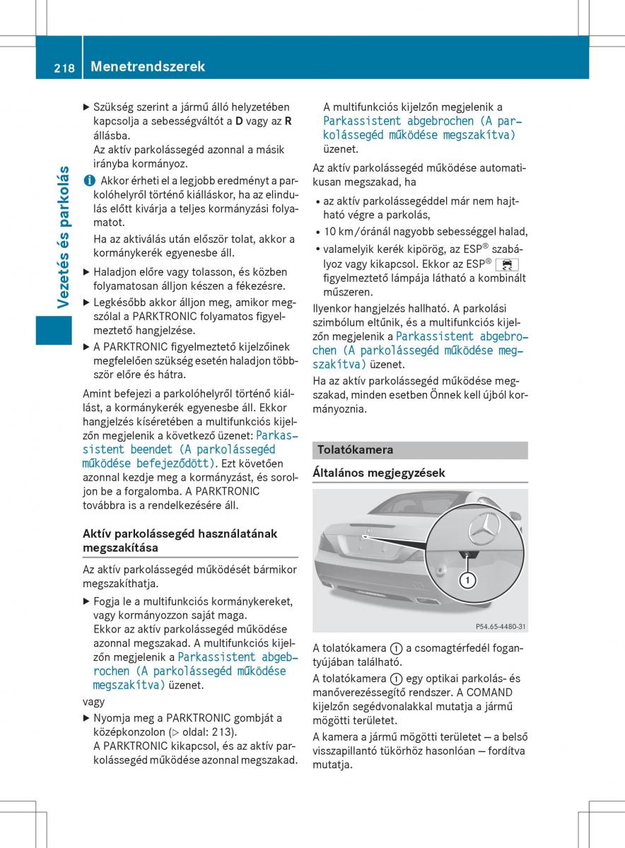 Mercedes Benz SL R231 Kezelesi utmutato / page 220