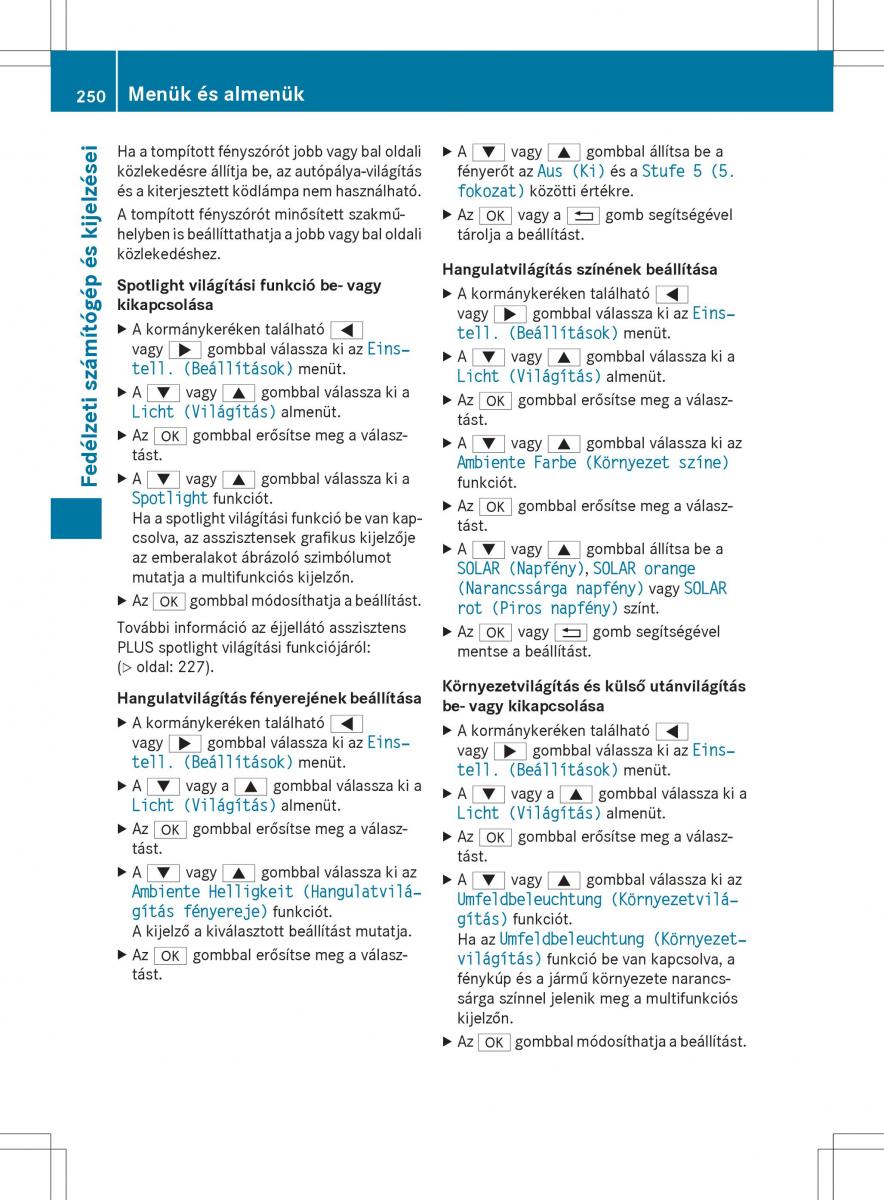 Mercedes Benz SL R231 Kezelesi utmutato / page 252