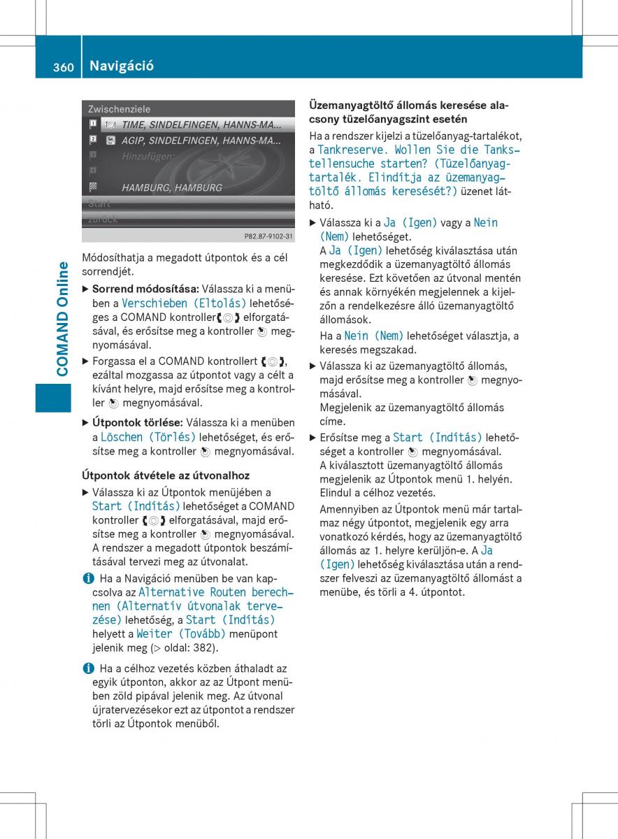 Mercedes Benz SL R231 Kezelesi utmutato / page 362