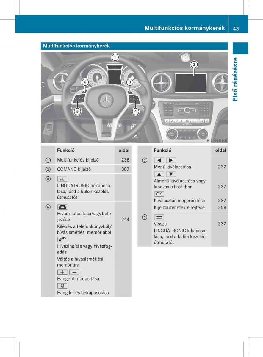 Mercedes Benz SL R231 Kezelesi utmutato / page 45