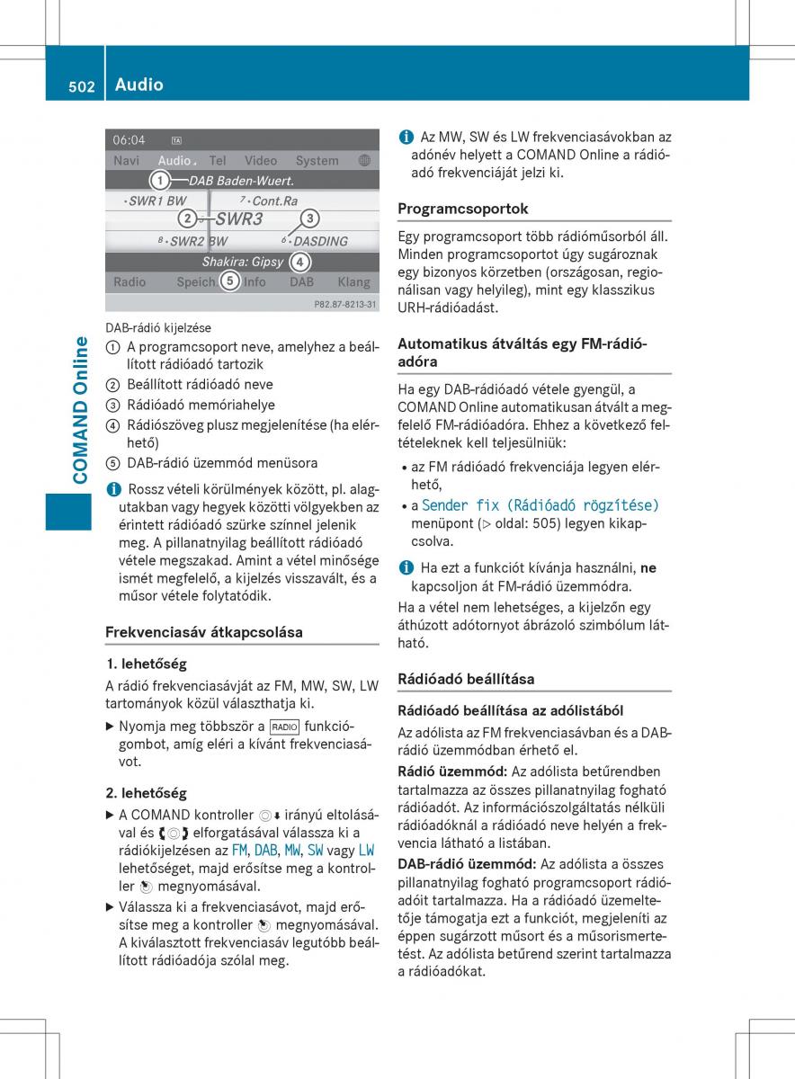 Mercedes Benz SL R231 Kezelesi utmutato / page 504