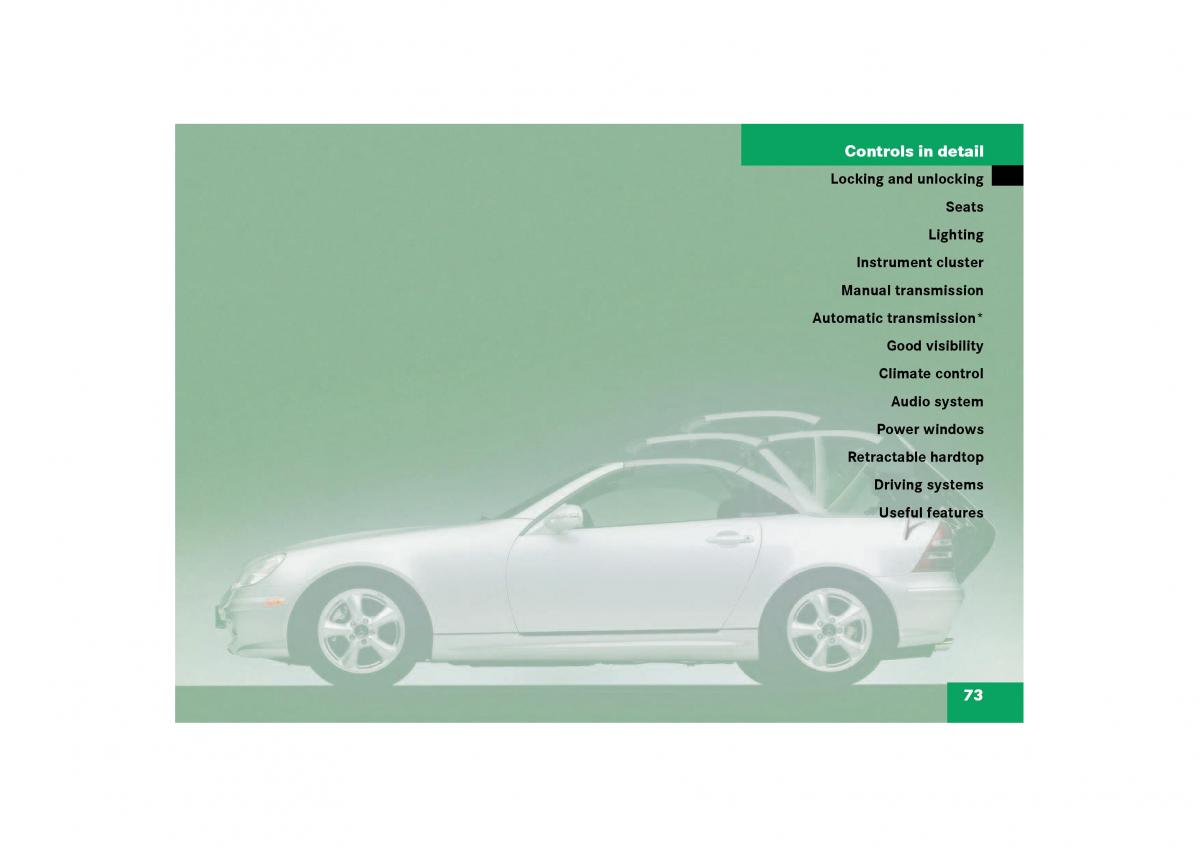 Mercedes Benz SLK R170 owners manual / page 73