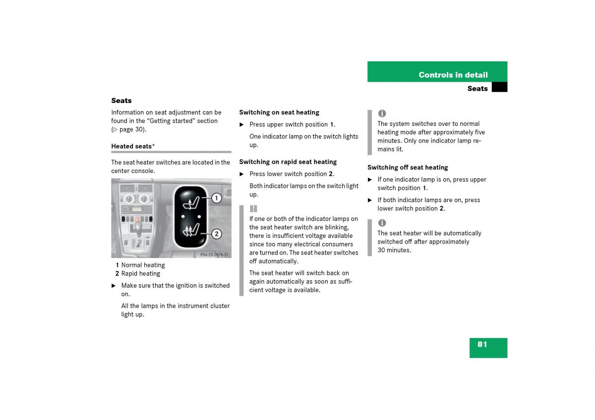 Mercedes Benz SLK R170 owners manual / page 81