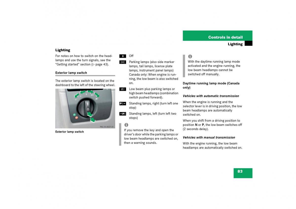 Mercedes Benz SLK R170 owners manual / page 83