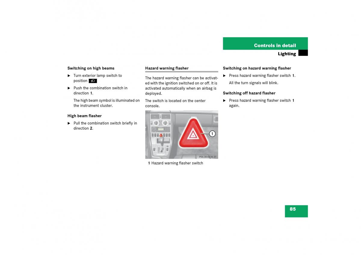 Mercedes Benz SLK R170 owners manual / page 85