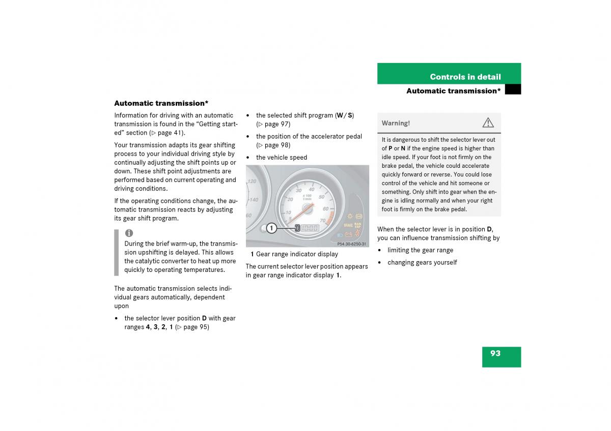 Mercedes Benz SLK R170 owners manual / page 93