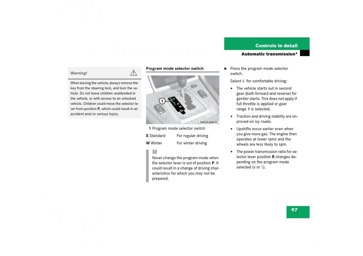 Mercedes Benz SLK R170 owners manual / page 97