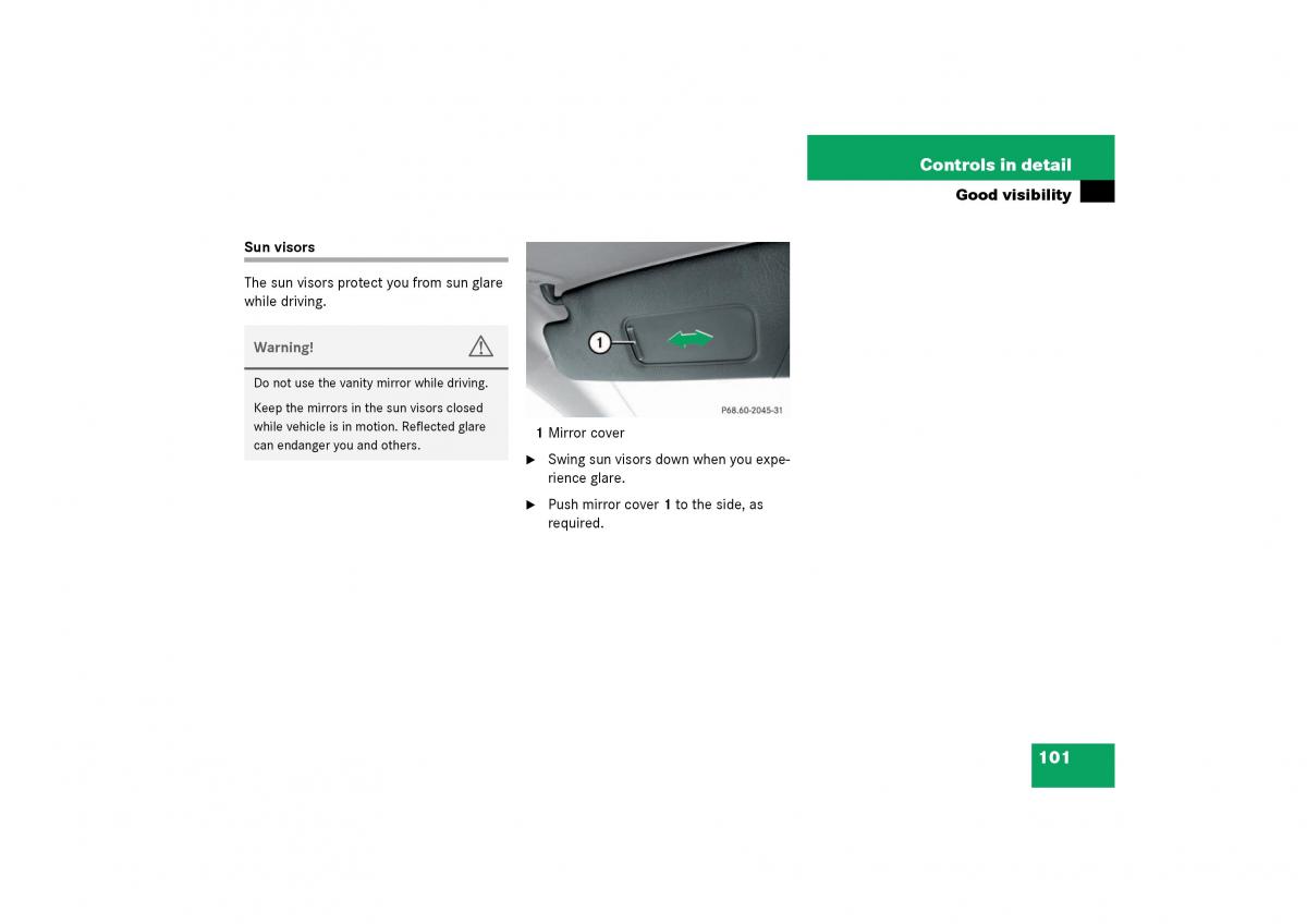 Mercedes Benz SLK R170 owners manual / page 101