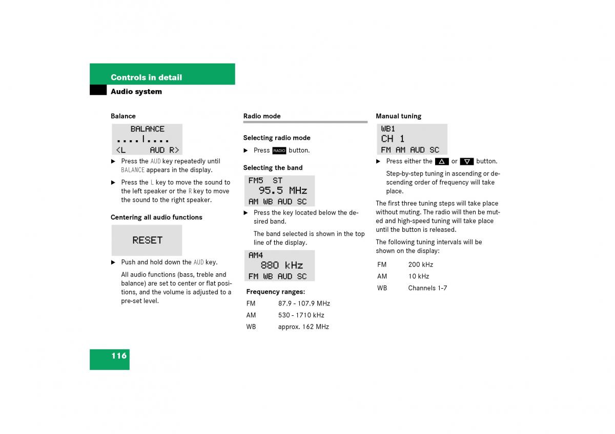 Mercedes Benz SLK R170 owners manual / page 116