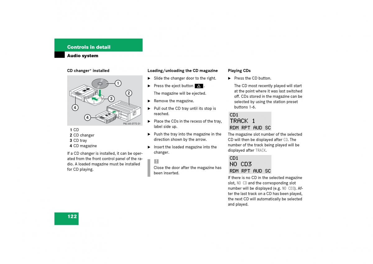 Mercedes Benz SLK R170 owners manual / page 122